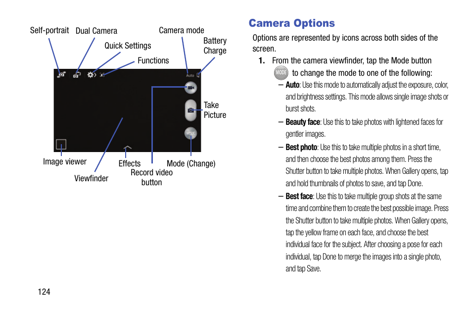 Camera options | Samsung SM-N900TZWETMB User Manual | Page 130 / 375