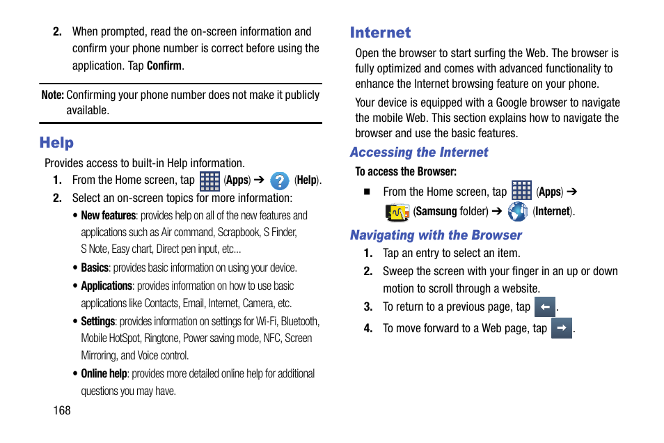 Help, Internet, Help internet | Samsung SM-N900TZWETMB User Manual | Page 174 / 375