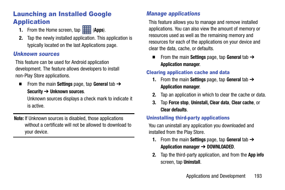 Launching an installed google application | Samsung SM-N900TZWETMB User Manual | Page 199 / 375