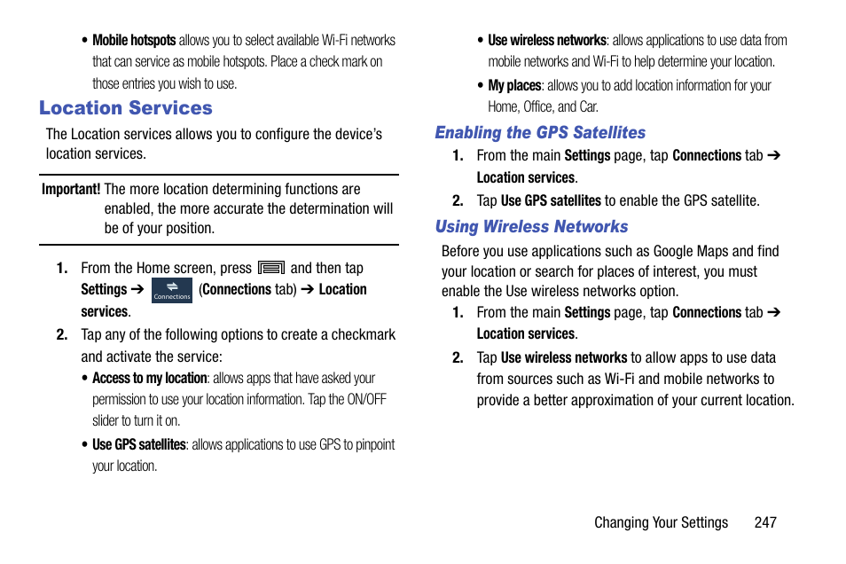 Location services | Samsung SM-N900TZWETMB User Manual | Page 253 / 375