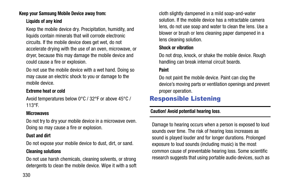 Responsible listening | Samsung SM-N900TZWETMB User Manual | Page 336 / 375