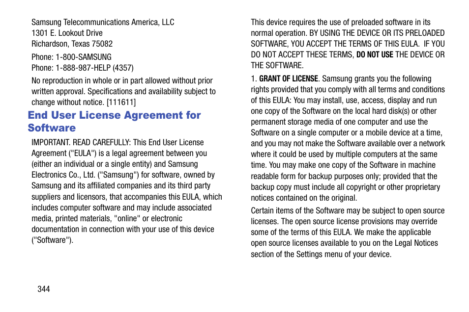 End user license agreement for software | Samsung SM-N900TZWETMB User Manual | Page 350 / 375