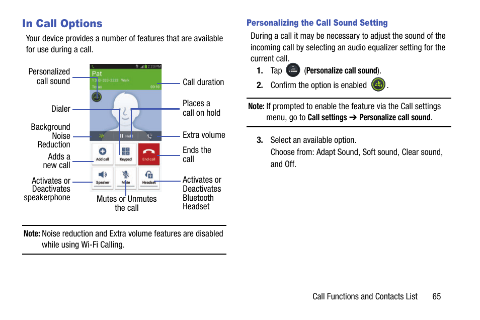 In call options | Samsung SM-N900TZWETMB User Manual | Page 71 / 375