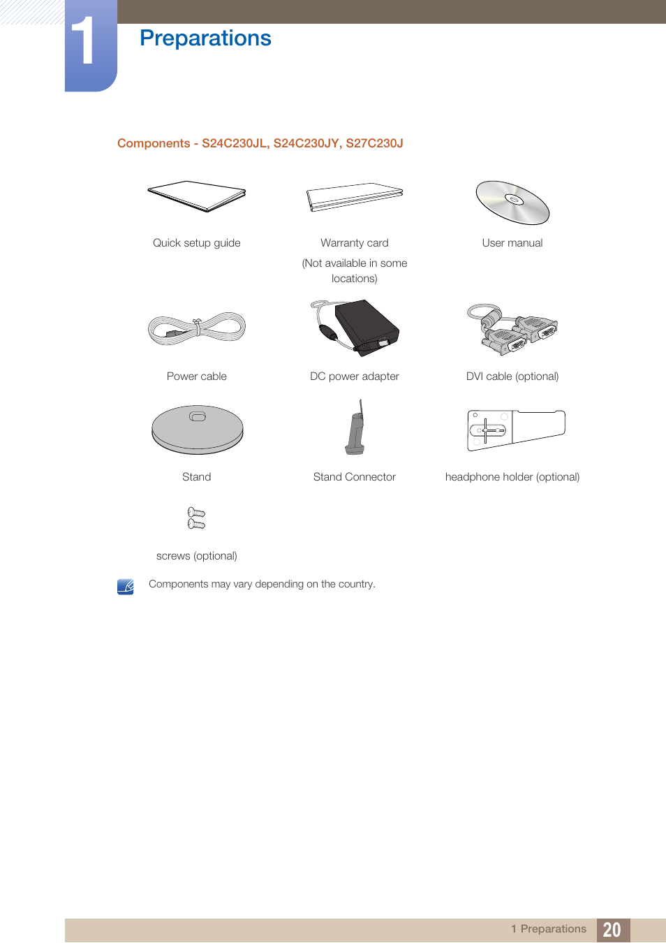 Preparations | Samsung LS24C230BL-ZC User Manual | Page 20 / 77