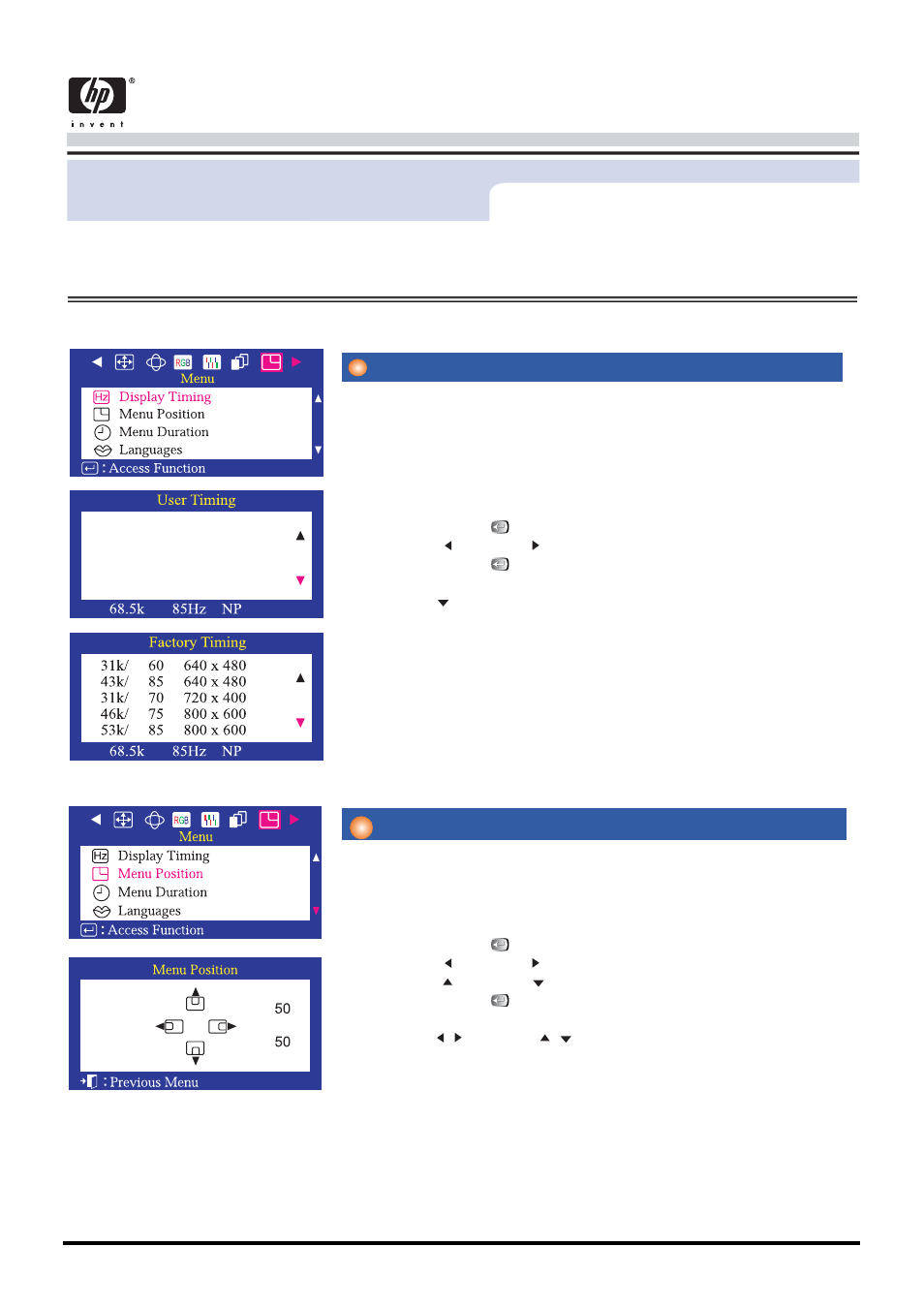 On-screen display, Display timing menu position, User’s guide 30 | Menu how to adjust | Samsung CA19ISBL-XAZ User Manual | Page 39 / 105