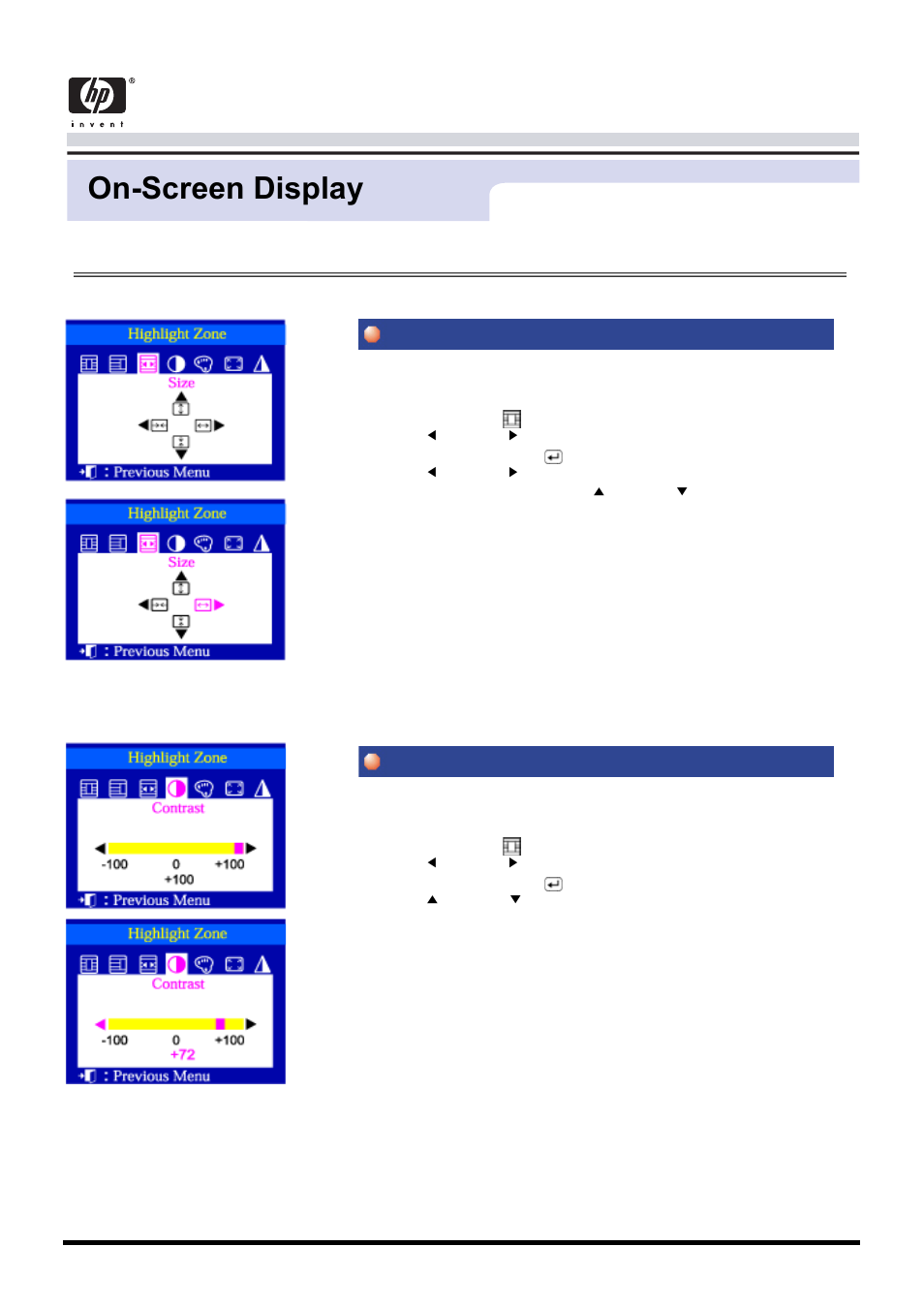 On-screen display, Size contrast, User’s guide | User’s guide 33 | Samsung CA19ISBL-XAZ User Manual | Page 42 / 105