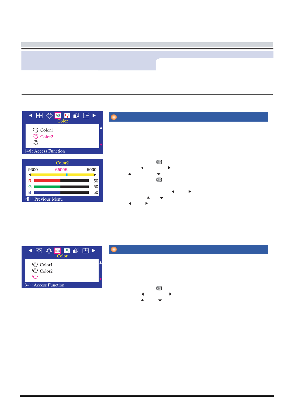 O n -screen display, Color2, Srgb | Menu how to adjust | Samsung CA19ISBL-XAZ User Manual | Page 72 / 105
