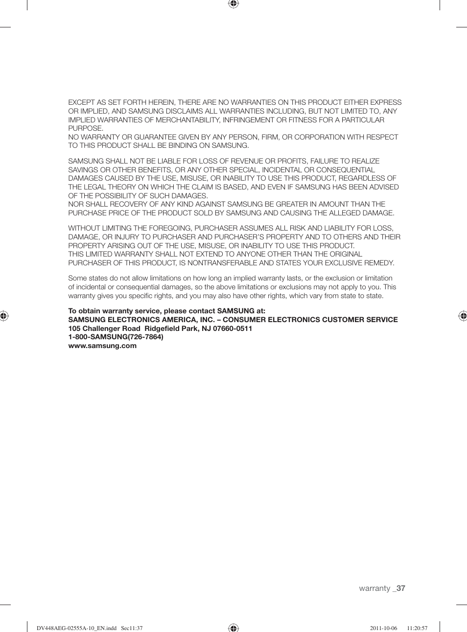 Samsung DV438AER-XAA User Manual | Page 37 / 76