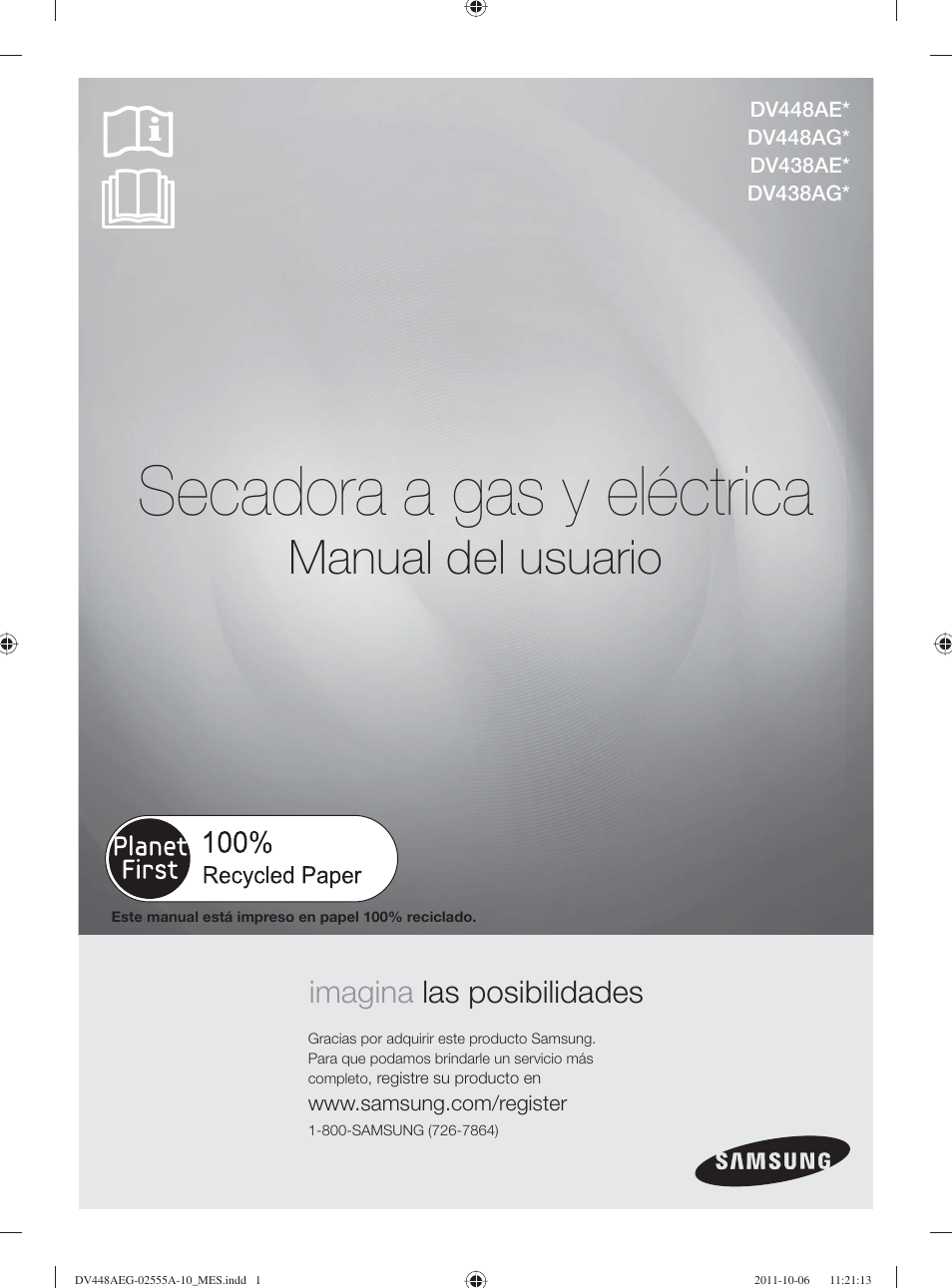 Secadora a gas y eléctrica, Manual del usuario, Imagina las posibilidades | Samsung DV438AER-XAA User Manual | Page 39 / 76