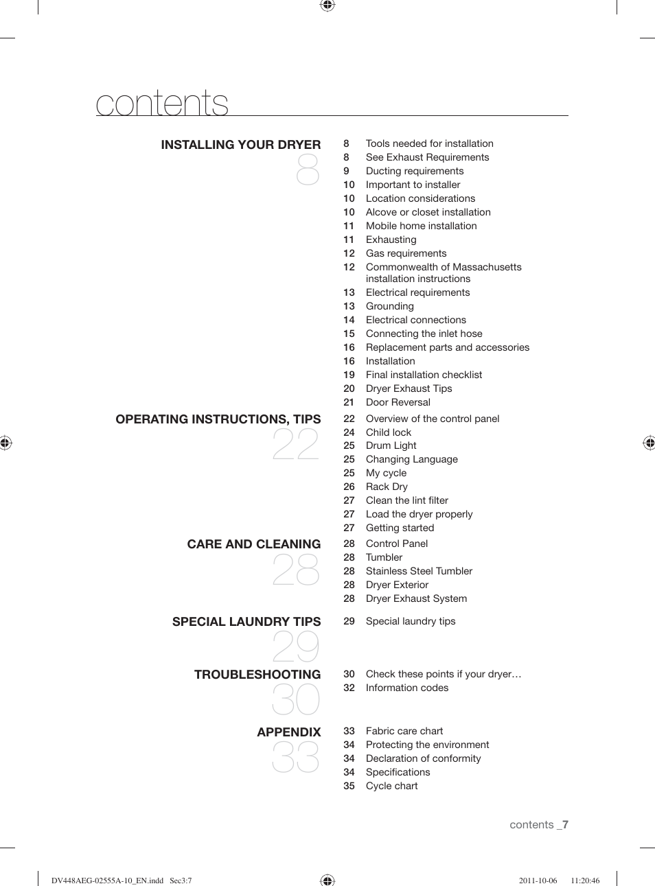 Samsung DV438AER-XAA User Manual | Page 7 / 76