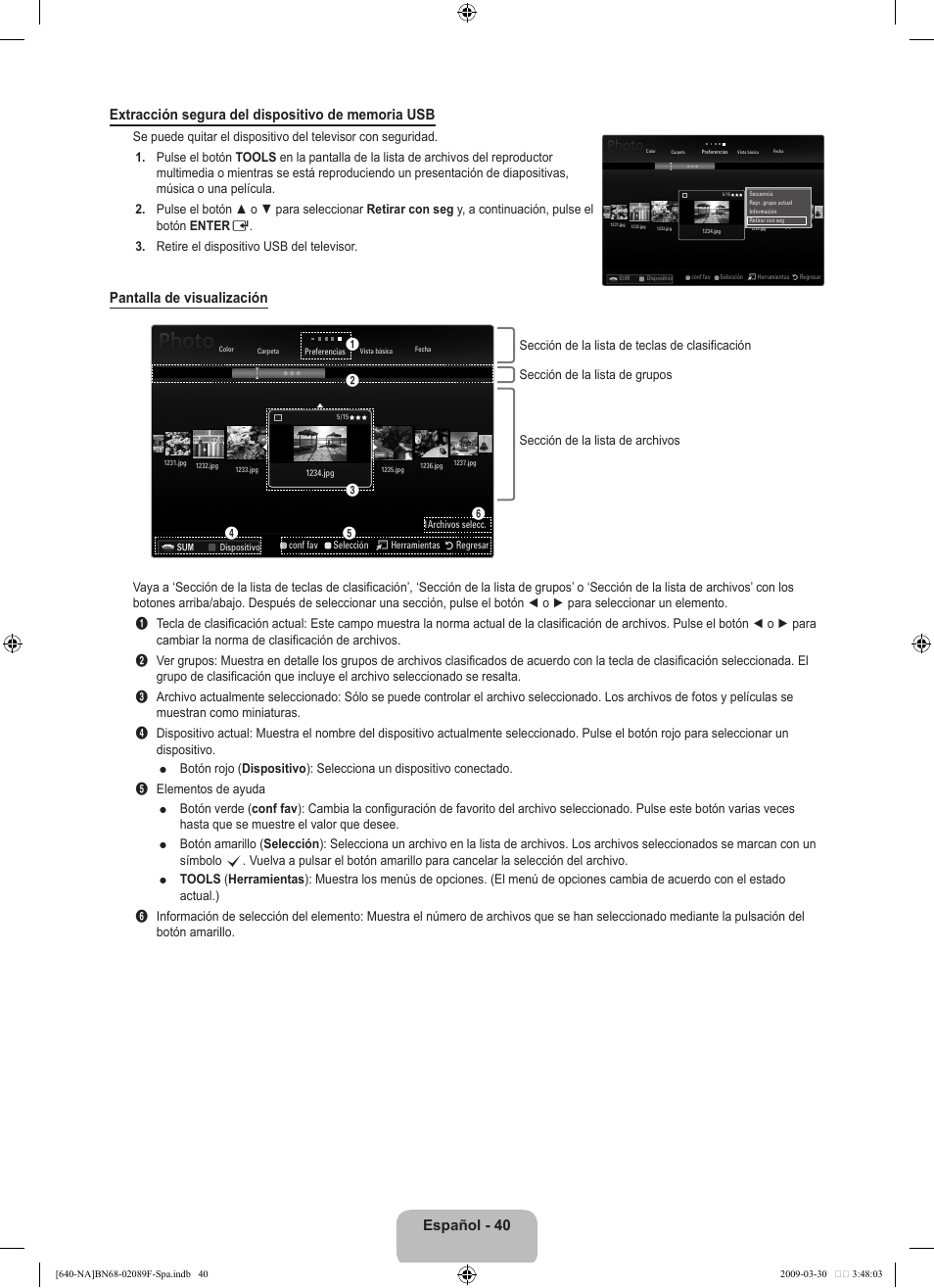 Pantalla de visualización | Samsung LN40B640R3FUZA User Manual | Page 134 / 173