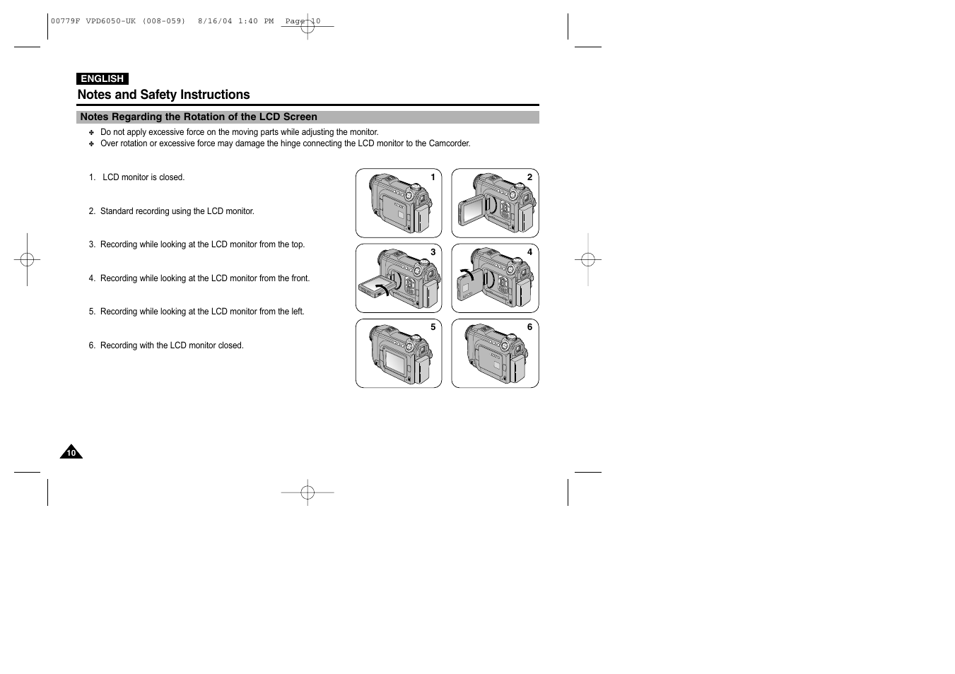 Notes and safety instructions | Samsung SC-D5000-XAC User Manual | Page 10 / 166