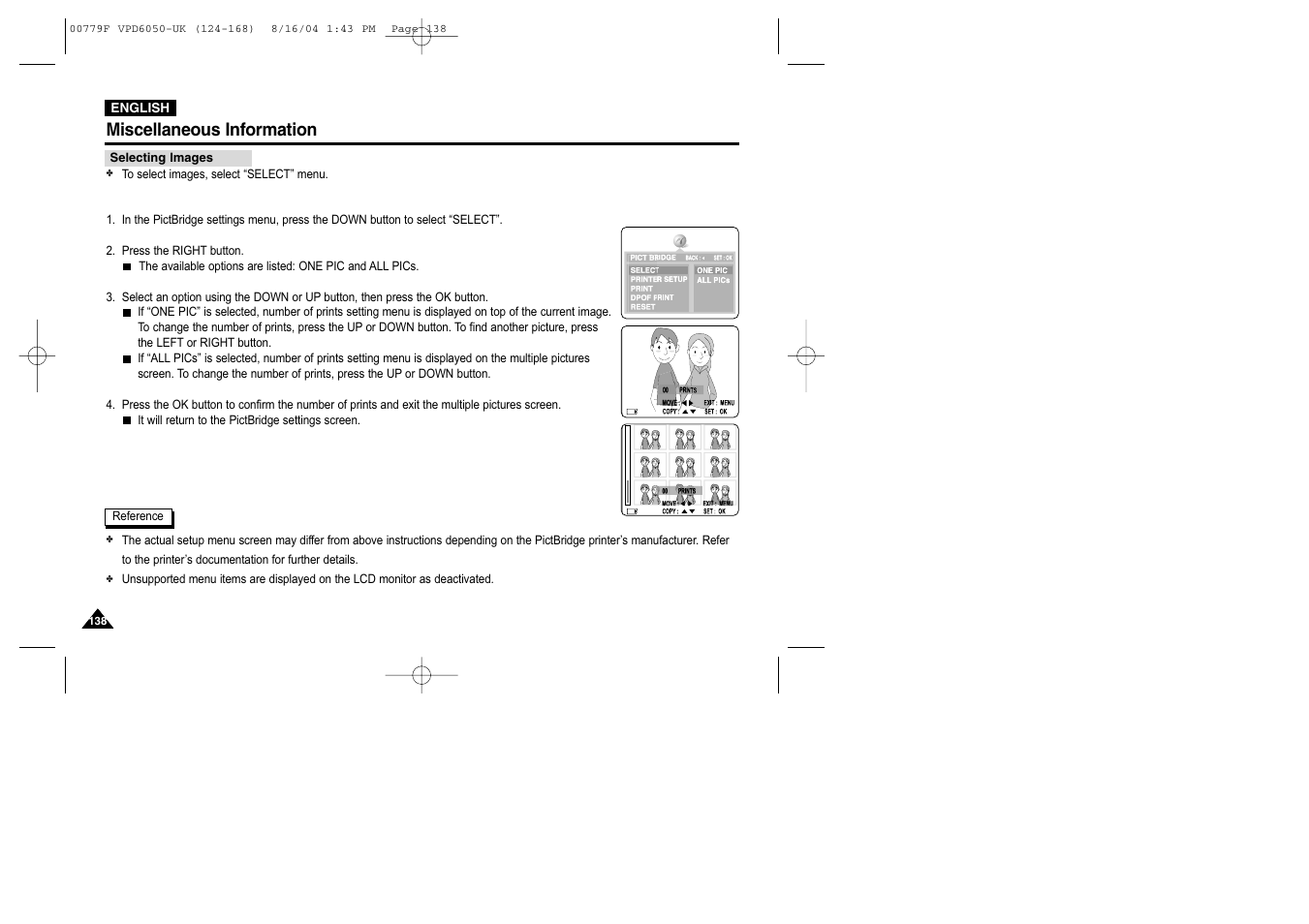 Miscellaneous information | Samsung SC-D5000-XAC User Manual | Page 138 / 166