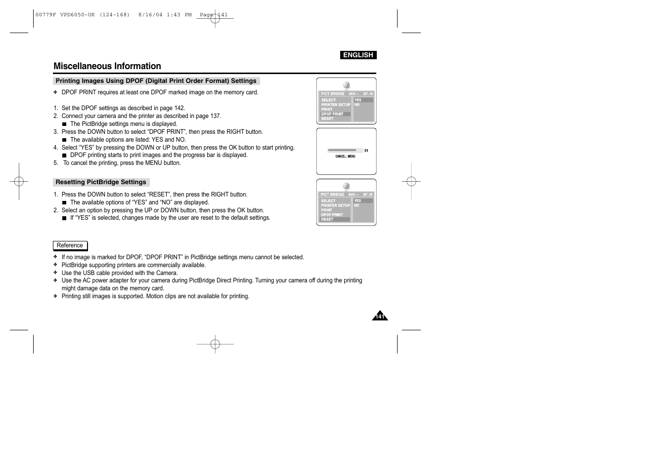 Miscellaneous information | Samsung SC-D5000-XAC User Manual | Page 141 / 166