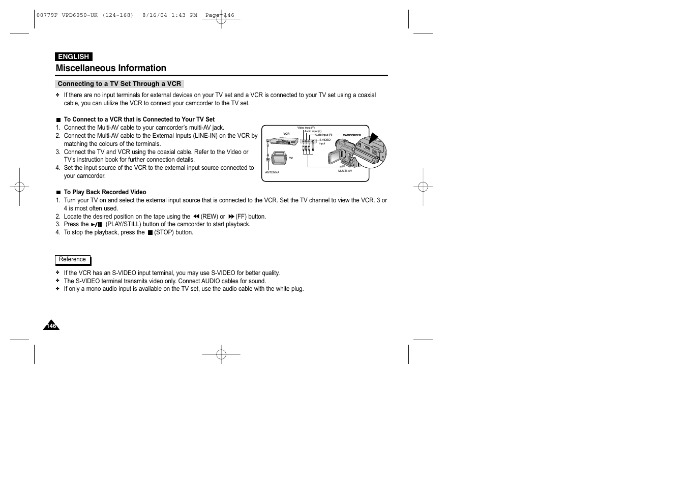 Miscellaneous information | Samsung SC-D5000-XAC User Manual | Page 146 / 166