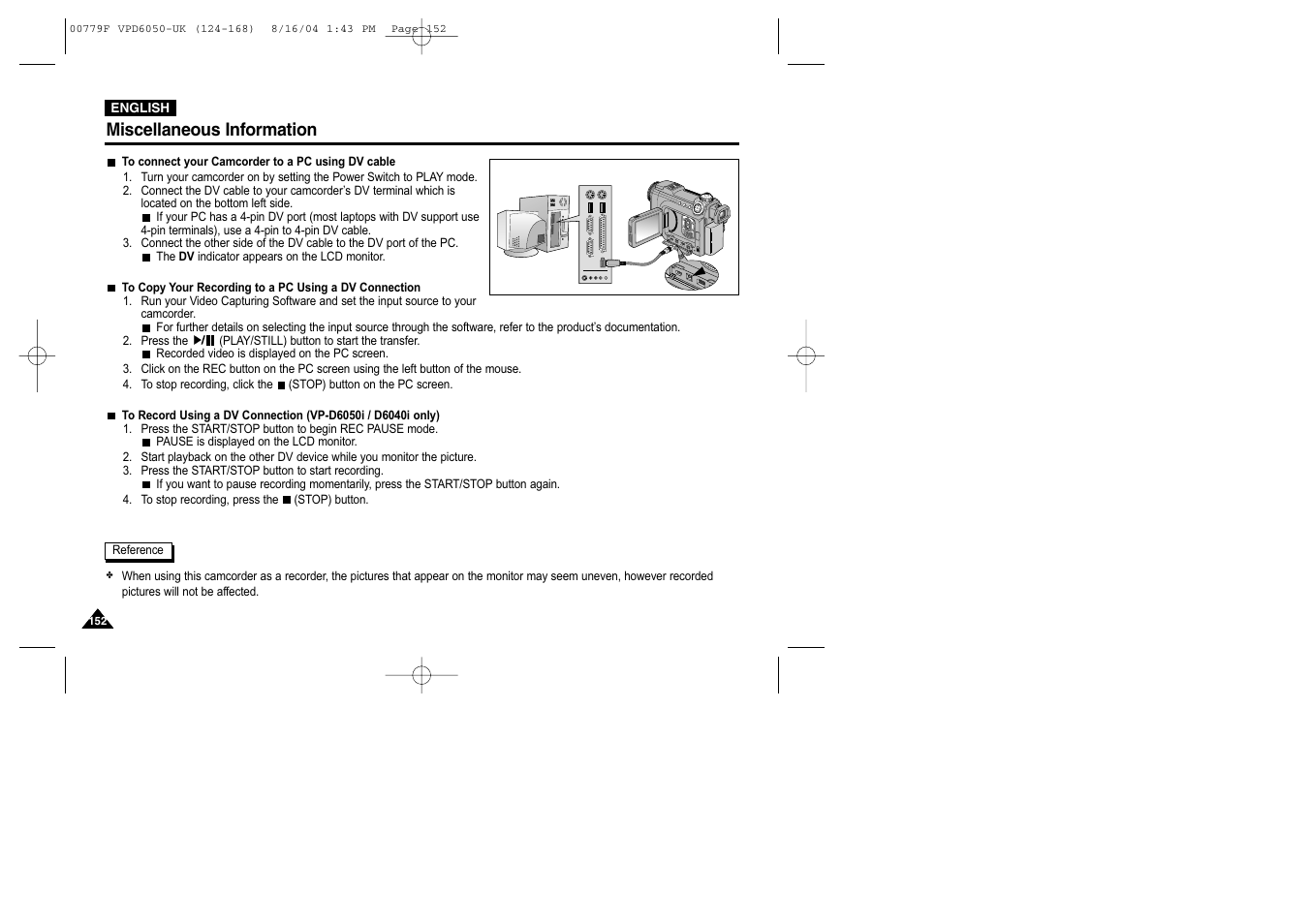 Miscellaneous information | Samsung SC-D5000-XAC User Manual | Page 152 / 166