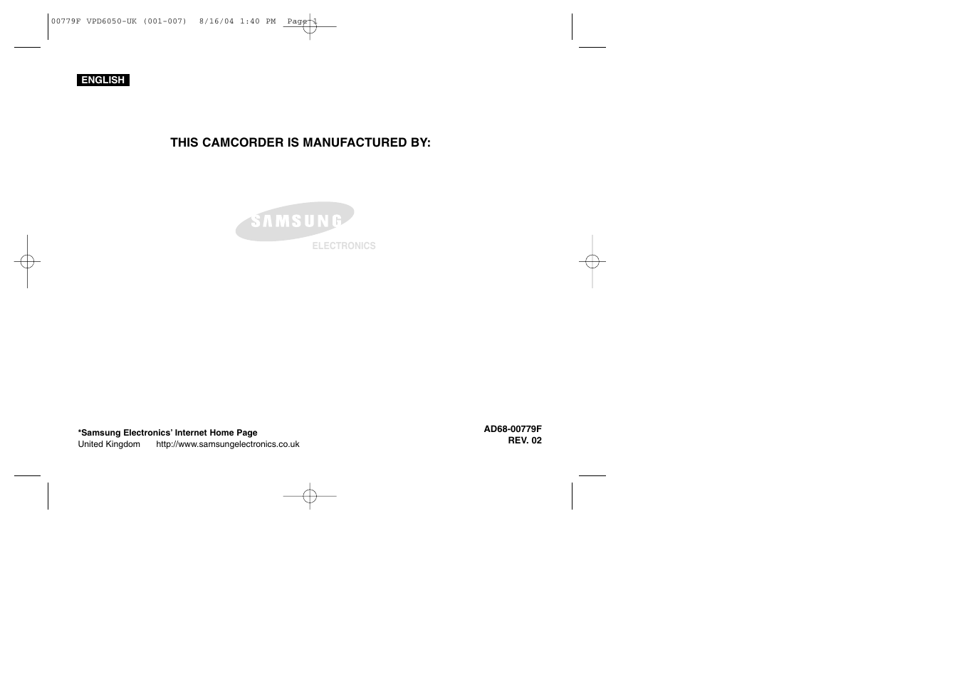 Samsung SC-D5000-XAC User Manual | Page 166 / 166