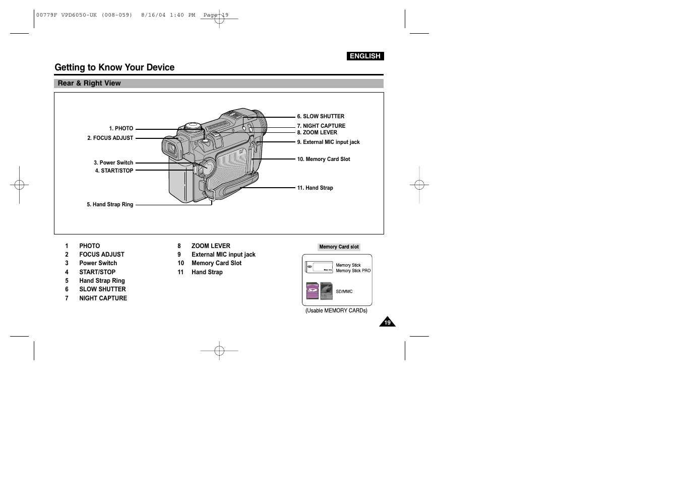 Rear & right view, Getting to know your device | Samsung SC-D5000-XAC User Manual | Page 19 / 166