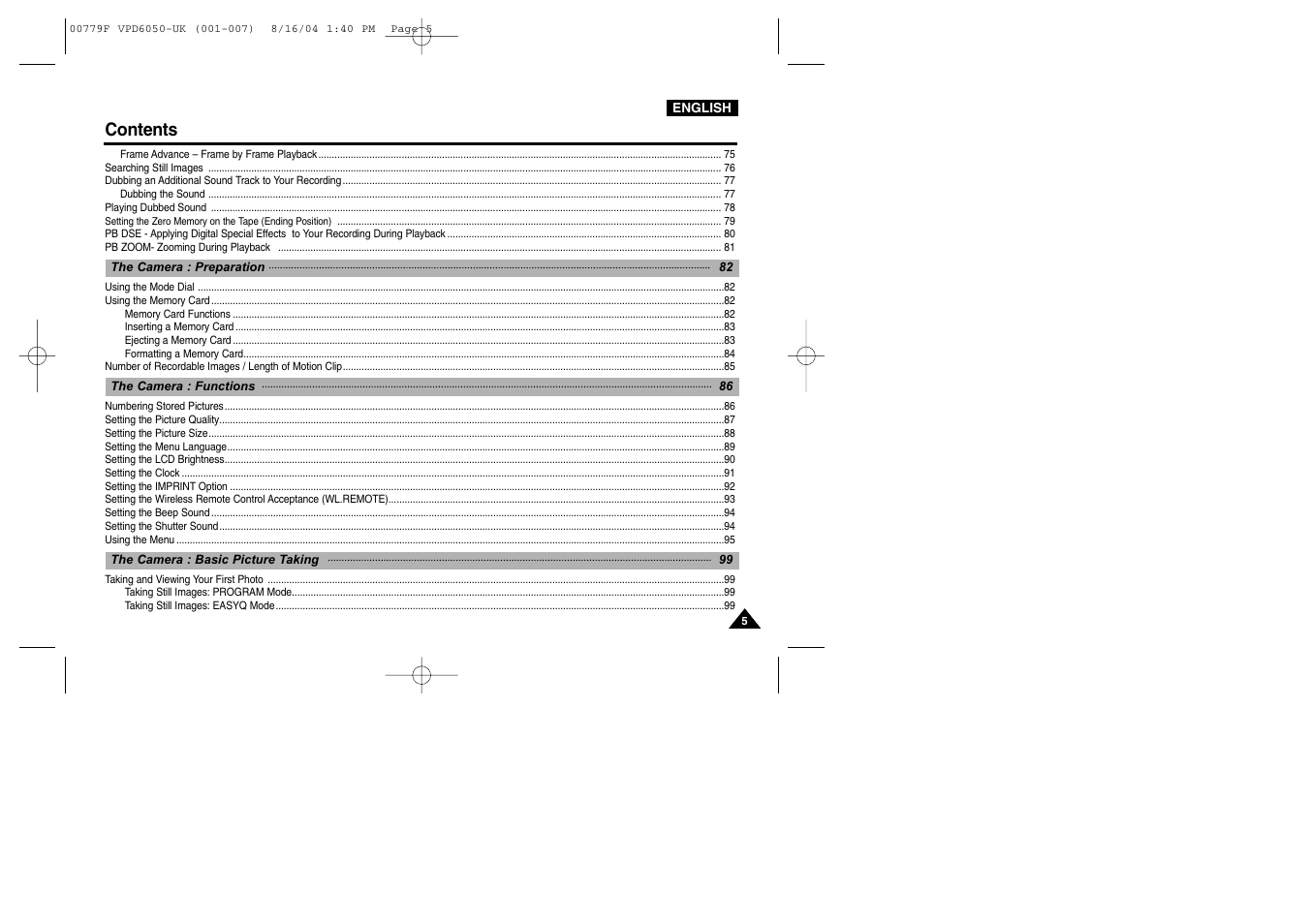 Samsung SC-D5000-XAC User Manual | Page 5 / 166