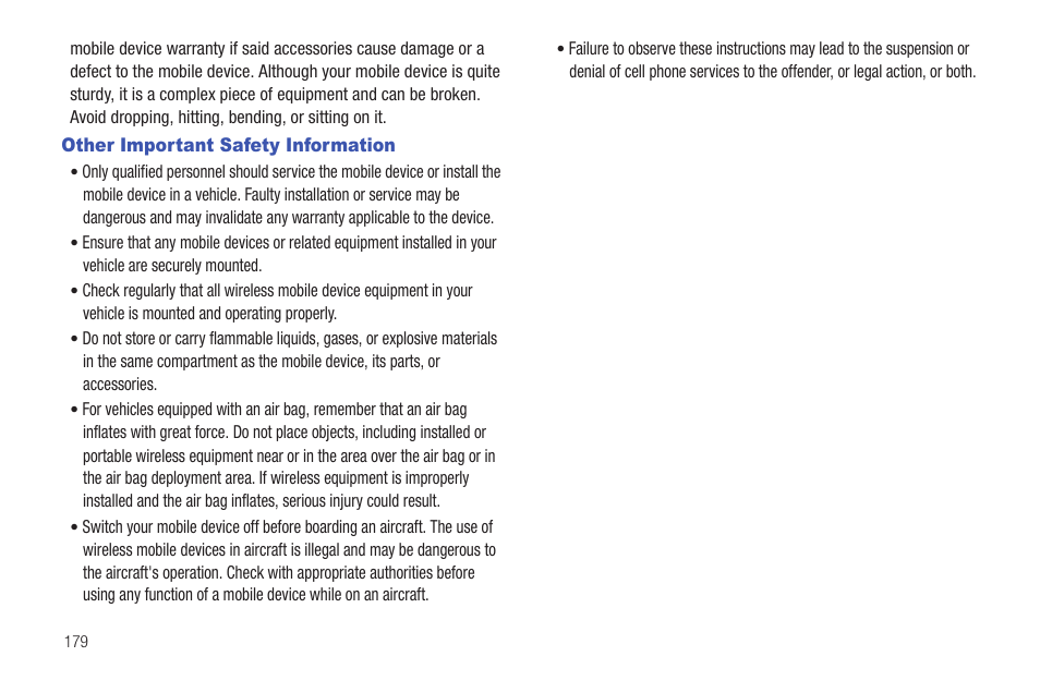 Other important safety information | Samsung SGH-I897ZKZATT User Manual | Page 184 / 199