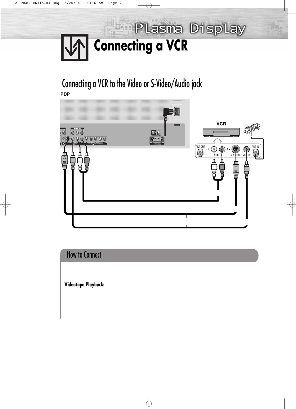 Connecting a vcr, How to connect | Samsung HPP3761X-XAA User Manual | Page 4 / 7