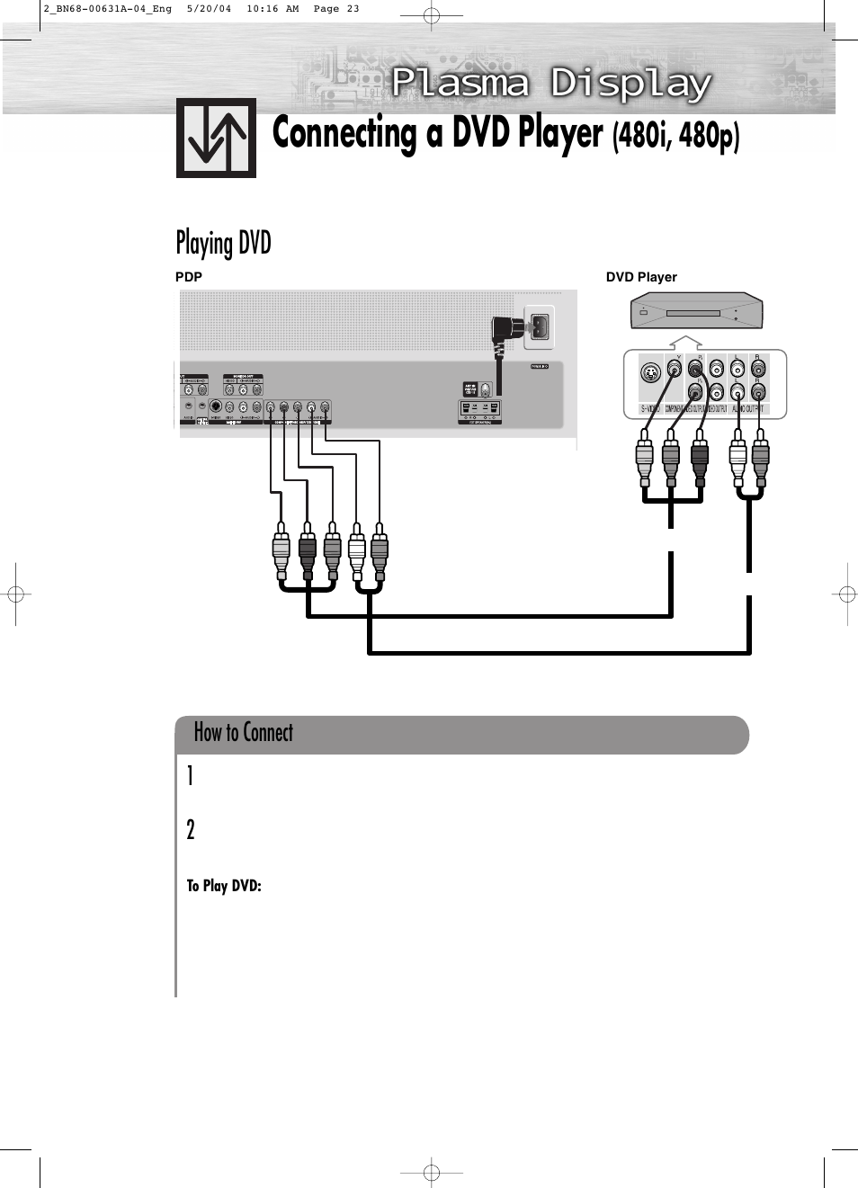 Connecting a dvd player, Playing dvd, How to connect 1 2 | Samsung HPP3761X-XAA User Manual | Page 6 / 7