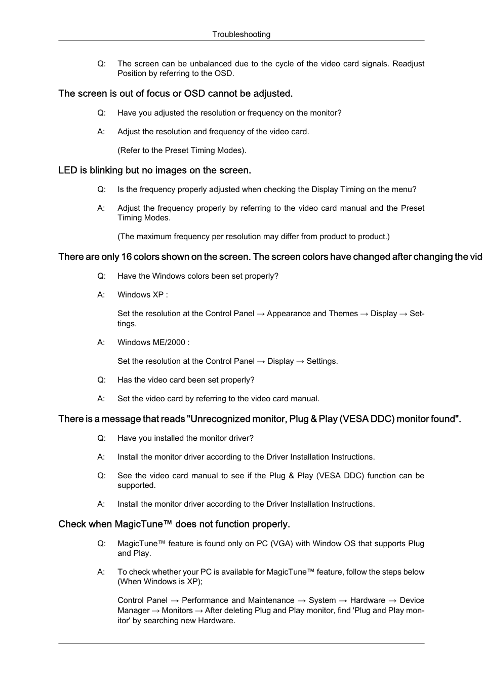 Led is blinking but no images on the screen, Check when magictune™ does not function properly | Samsung LS22CMFKFV-ZA User Manual | Page 13 / 15