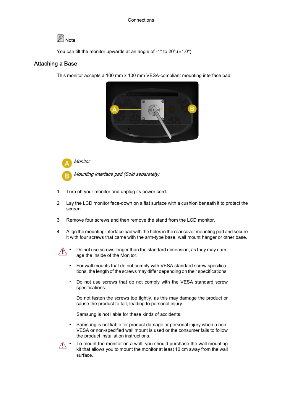 Attaching a base | Samsung LS22CMFKFV-ZA User Manual | Page 8 / 15