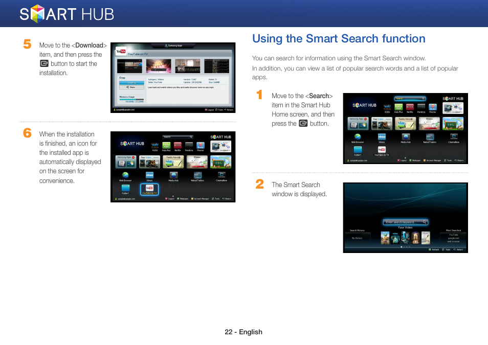Using the smart search function | Samsung BD-EM59-ZA User Manual | Page 22 / 29