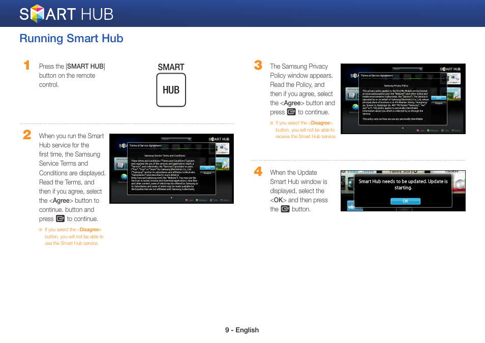 Running smart hub | Samsung BD-EM59-ZA User Manual | Page 9 / 29