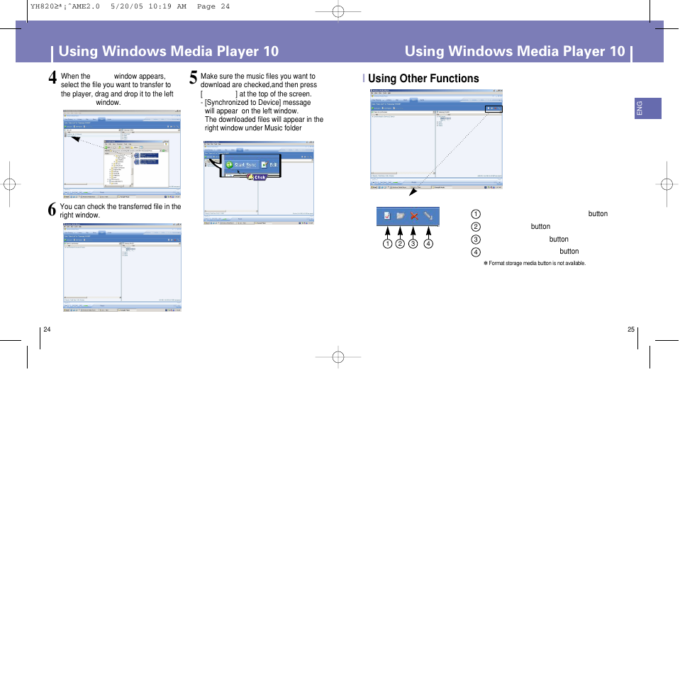Using windows media player 10, Iusing other functions | Samsung YH-820MC-XAA User Manual | Page 13 / 35