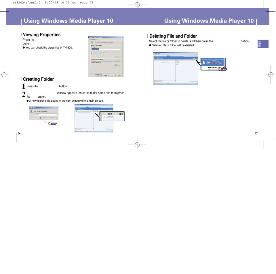 Using windows media player 10 | Samsung YH-820MC-XAA User Manual | Page 14 / 35