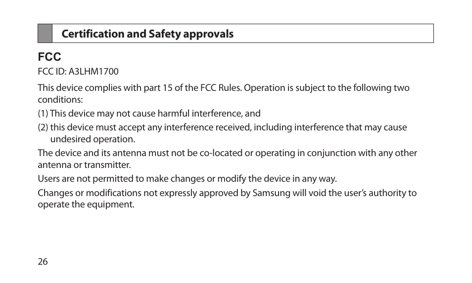 Certification and safety approvals | Samsung BHM1700NKACSTA User Manual | Page 28 / 78