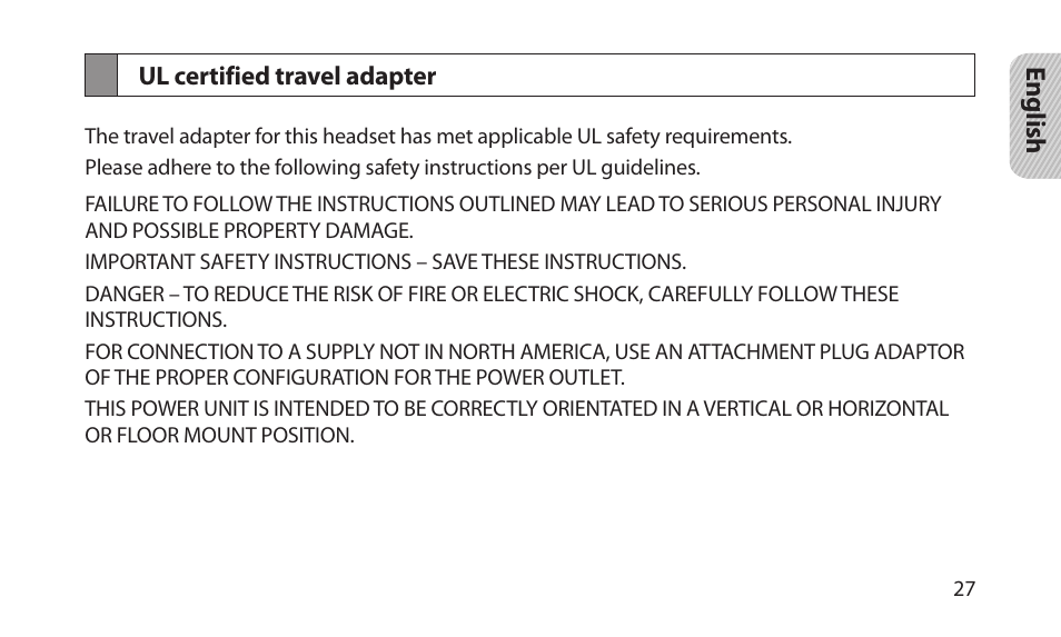 Ul certified travel adapter | Samsung BHM1700NKACSTA User Manual | Page 29 / 78