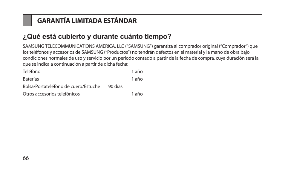 Garantía limitada estándar | Samsung BHM1700NKACSTA User Manual | Page 68 / 78