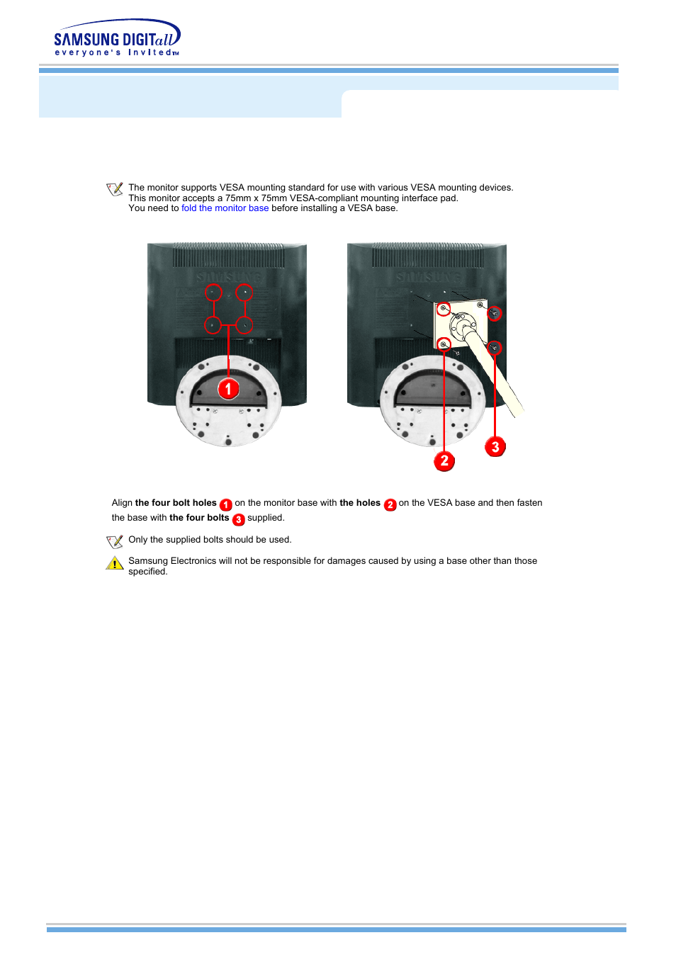 Installing a vesa base, 케이블 연결 | Samsung MH15NSSS-XAX User Manual | Page 26 / 61