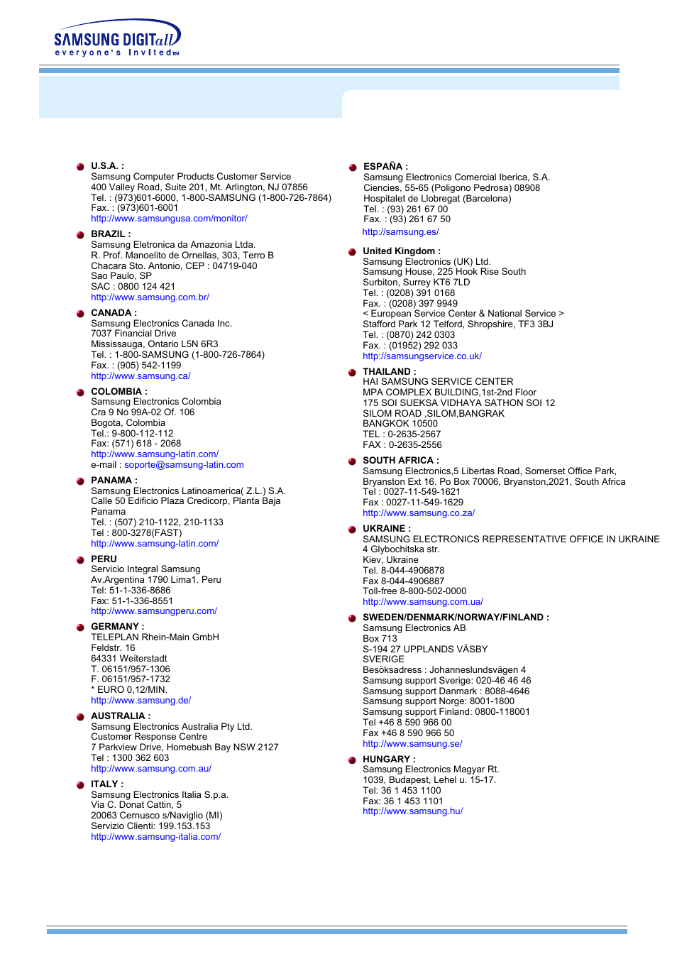 Information, Service center | Samsung MH15NSSS-XAX User Manual | Page 48 / 61