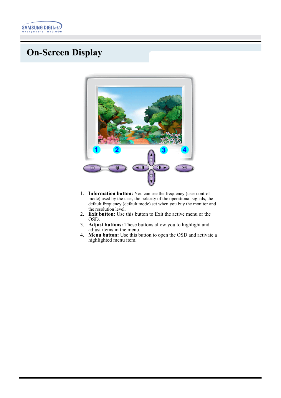 On-screen display | Samsung CF21MSBU-XBM User Manual | Page 23 / 58