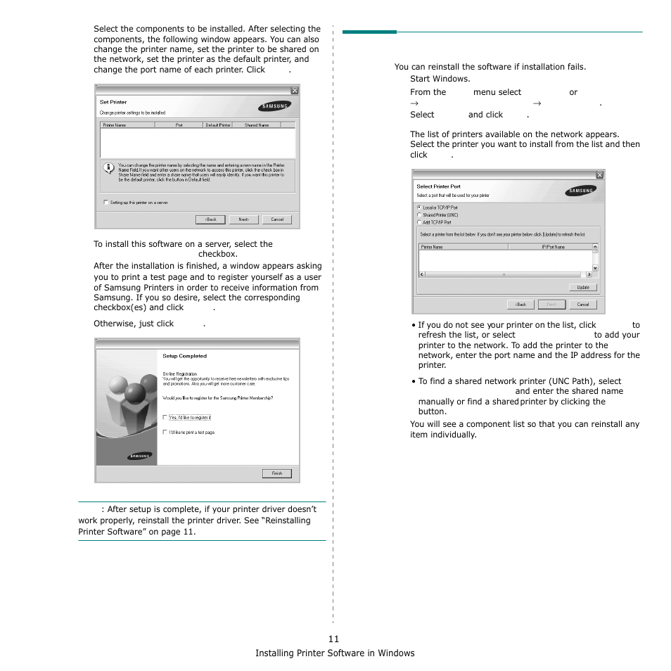 Reinstalling printer software | Samsung SCX-6555N-XBG User Manual | Page 137 / 175
