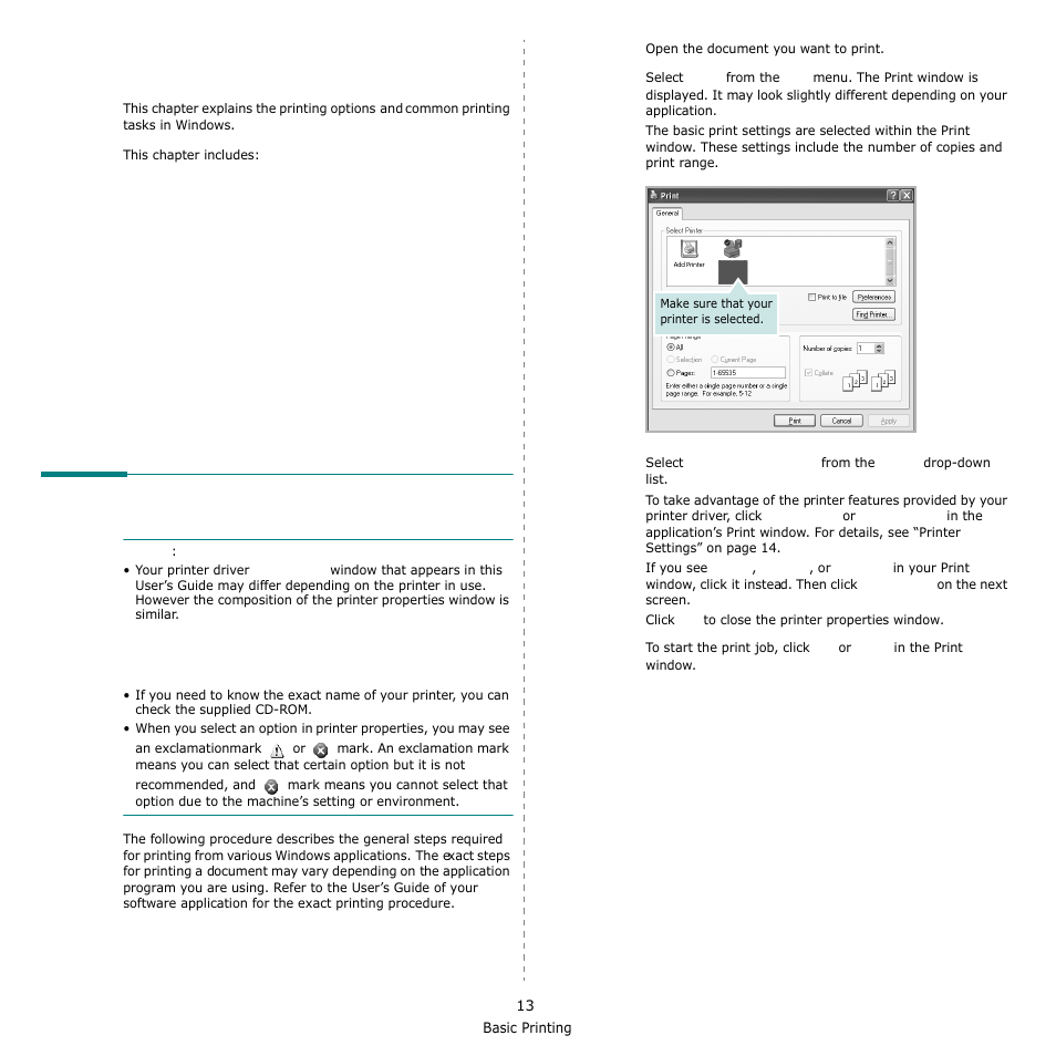 Basic printing, Printing a document | Samsung SCX-6555N-XBG User Manual | Page 139 / 175