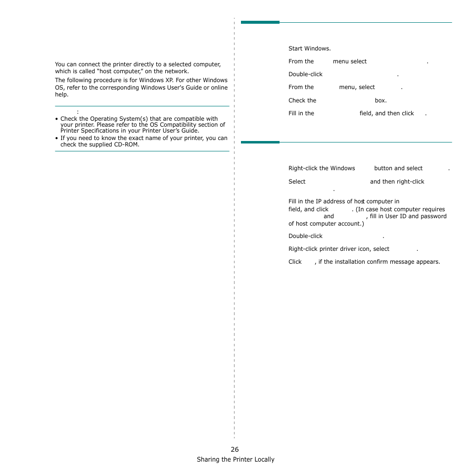 Sharing the printer locally, Setting up a host computer, Setting up a client computer | Samsung SCX-6555N-XBG User Manual | Page 152 / 175
