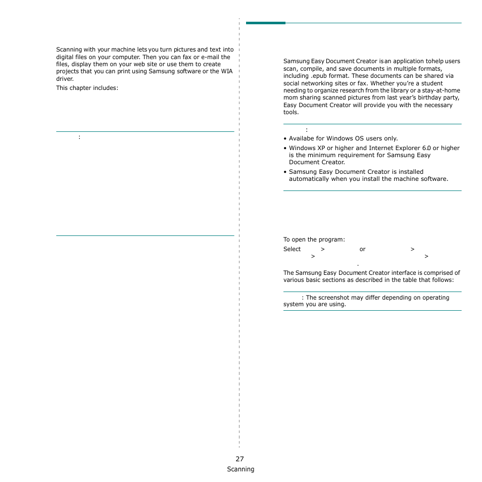 Scanning, Using samsung easy document creator, Understanding samsung easy document creator | Samsung SCX-6555N-XBG User Manual | Page 153 / 175