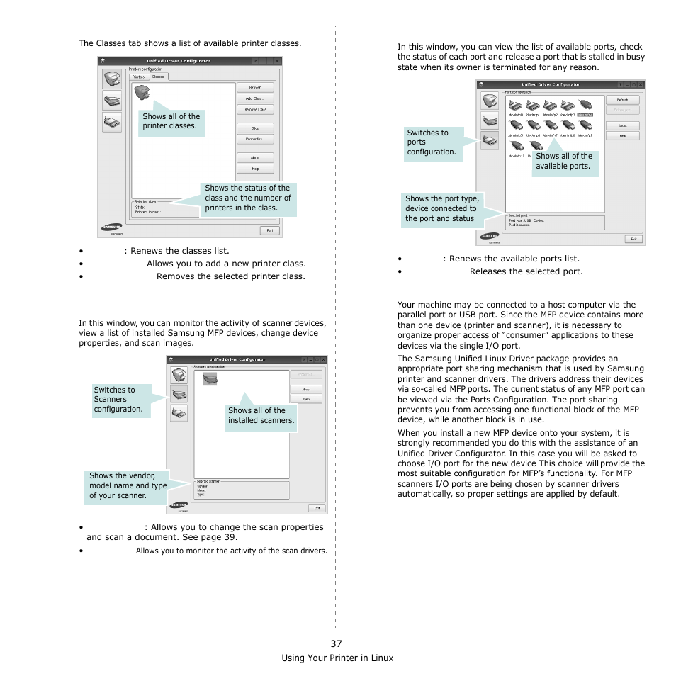 Scanners configuration, Ports configuration, Scanners configuration ports configuration | Samsung SCX-6555N-XBG User Manual | Page 163 / 175