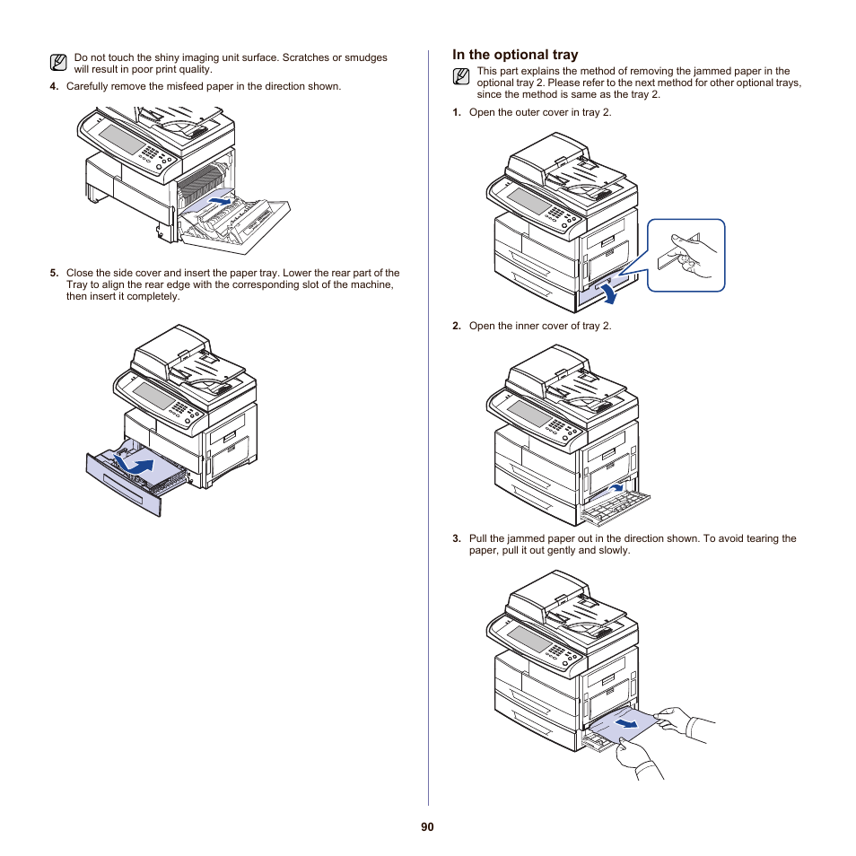 In the optional tray, See "in the multi, Purpose tray" on | Samsung SCX-6555N-XBG User Manual | Page 90 / 175