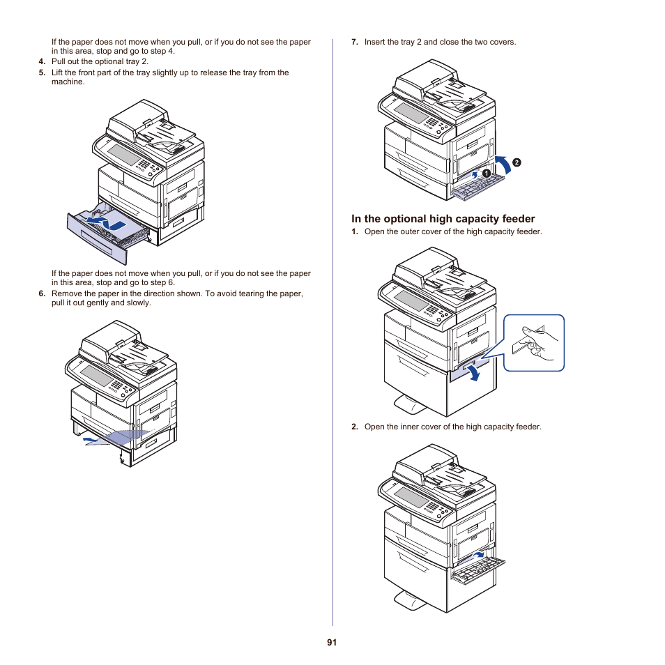 In the optional high capacity feeder, See "in the multi, Purpose tray" on | Samsung SCX-6555N-XBG User Manual | Page 91 / 175