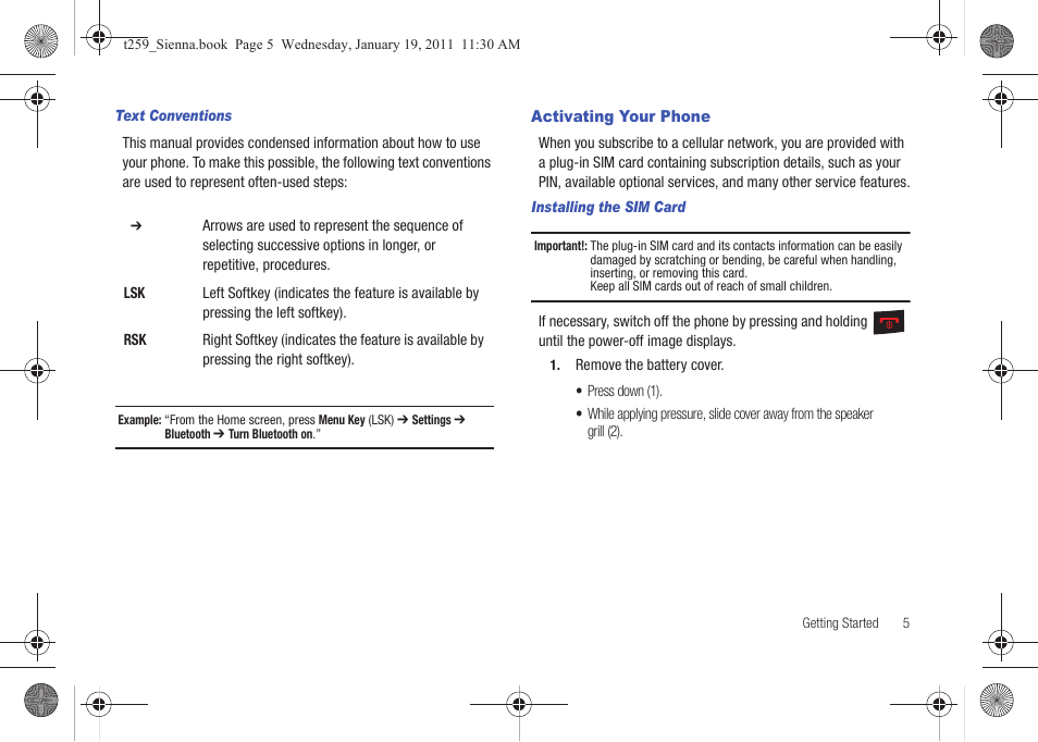 Activating your phone | Samsung SGH-T259HBBTMB User Manual | Page 9 / 155