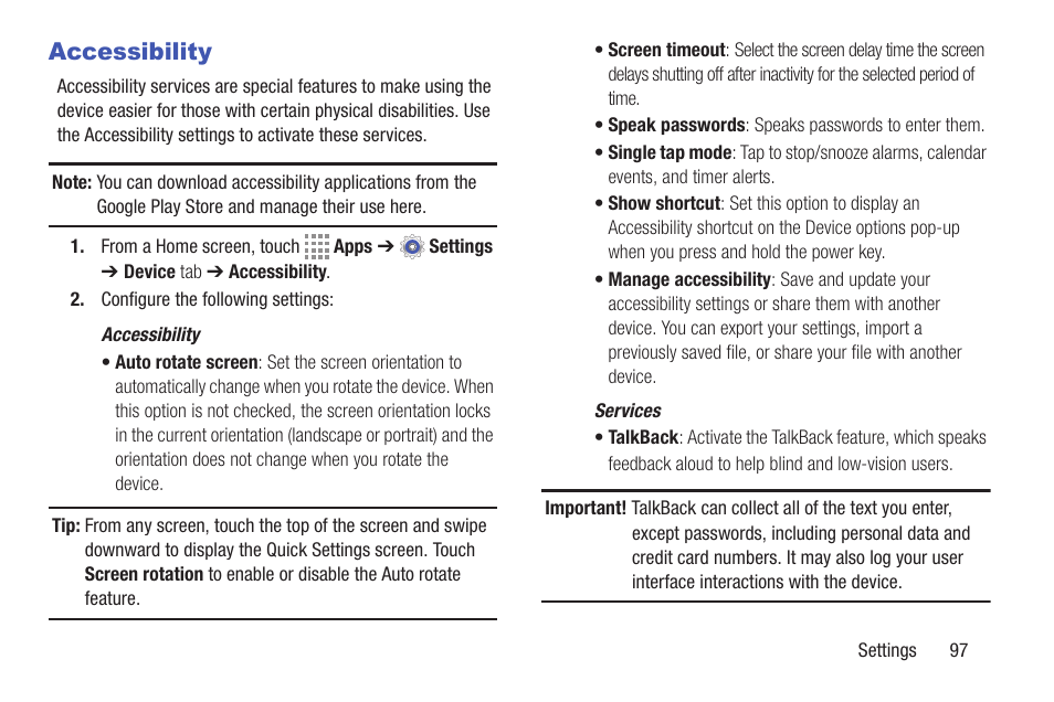 Accessibility | Samsung SM-T537RYKAUSC User Manual | Page 103 / 126