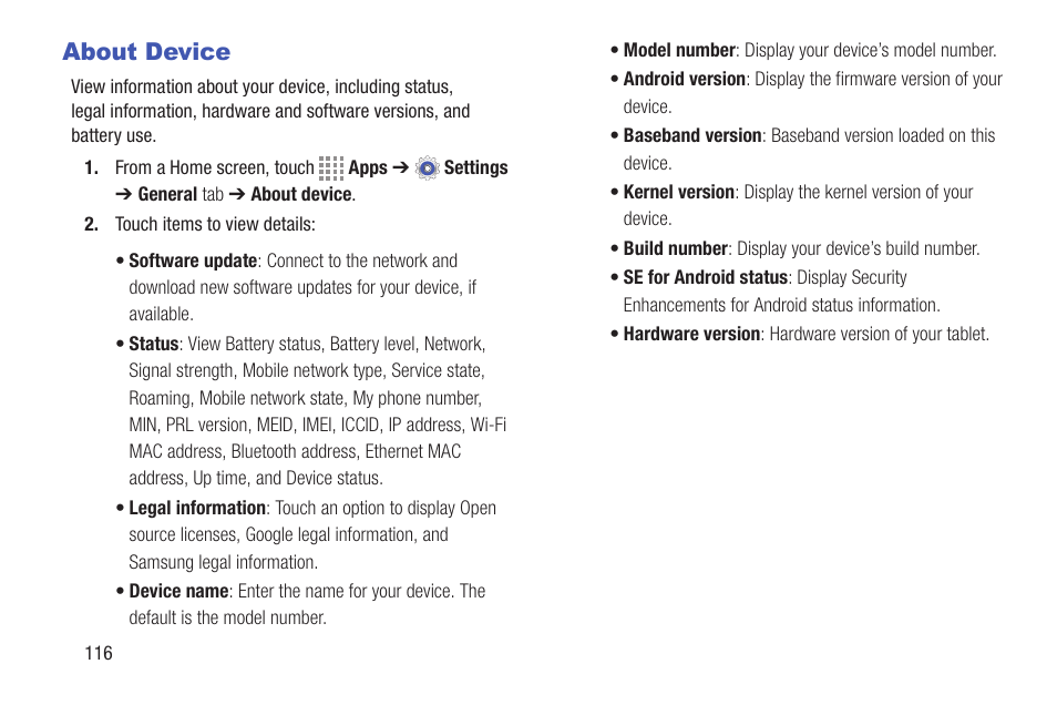 About device | Samsung SM-T537RYKAUSC User Manual | Page 122 / 126