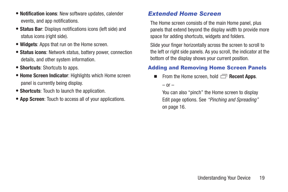 Extended home screen | Samsung SM-T537RYKAUSC User Manual | Page 25 / 126