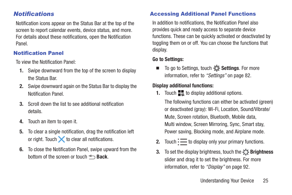 Notifications | Samsung SM-T537RYKAUSC User Manual | Page 31 / 126